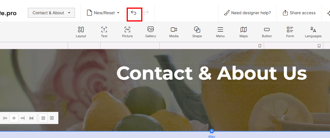 How to revert changes in Site.pro
